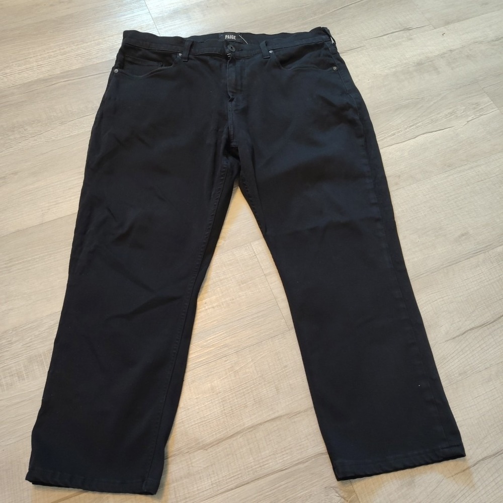 paige normandie jeans Black 36x25‎ Straight Dark Wash Stretch Short
